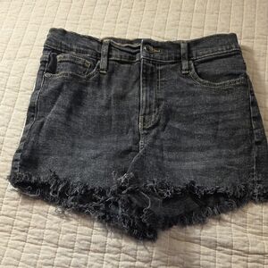 Kendall & Kylie Dark Gray Frayed-Hem High-Rise Denim Shorts